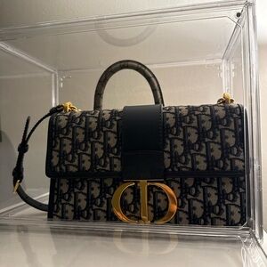 30 Montaigne Chain Bag Blue Dior Oblique Jacquard